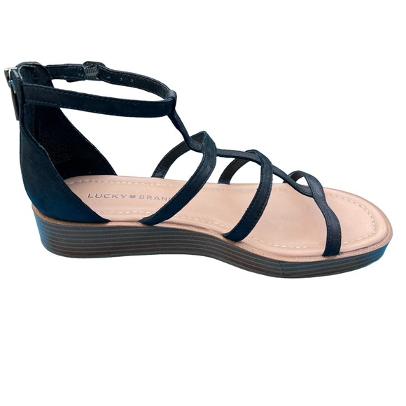 Lucky Brand Women’s Black Leather Cage Sandals Fits like a 9, tagged 8.5 / 39 - Picture 5 of 13